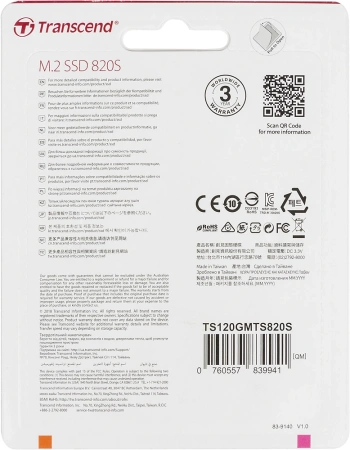 Накопитель SSD Transcend SATA III 120Gb TS120GMTS820S M.2 2280