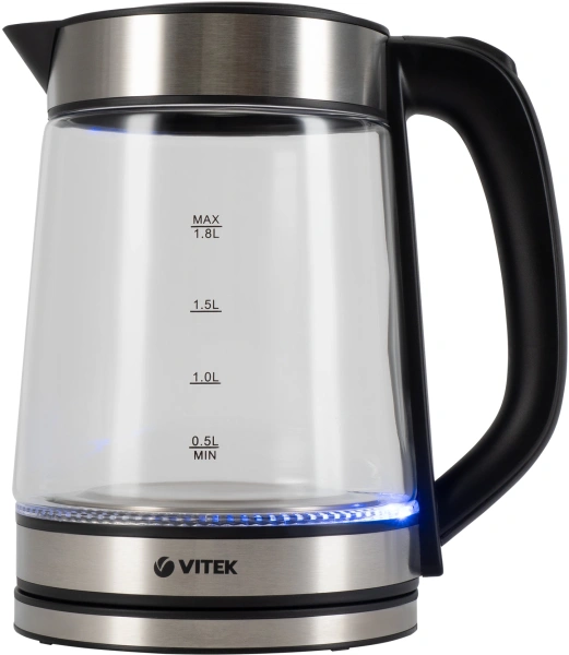 Чайник электрический Vitek VT-1179 1.7л. 2200Вт серебристый корпус: стекло/металл