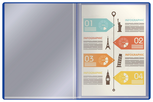 Папка с 40 прозр.вклад. Buro -ECB40BLUE A4 пластик 0.5мм синий