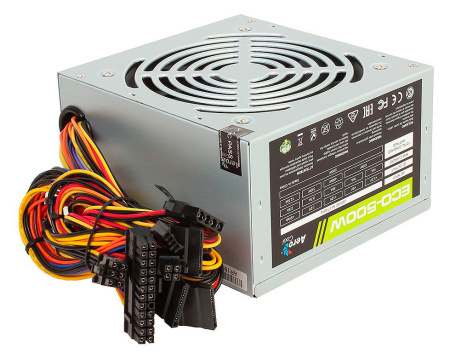 Блок питания Aerocool ATX 500W ECO-500 (24+4pin) 120mm fan 3xSATA RTL
