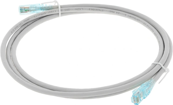 Патч-корд Hyperline PC-LPM-UTP-RJ45-RJ45-C6-2M-LSZH-GY PC-LPM-UTP-RJ45-RJ45-C6-2M UTP RJ-45 вил.-вилка RJ-45 кат.6 2м серый LSZH (уп.:1шт) 24AWG