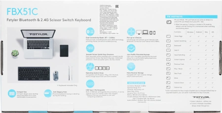Клавиатура A4Tech Fstyler FBX51C серый USB беспроводная BT/Radio slim Multimedia (FBX51C GREY)