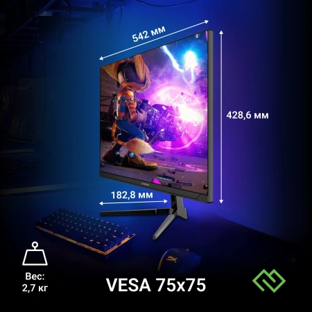 Монитор Digma 23.8" Overdrive 24P410F черный IPS LED 2ms 16:9 HDMI матовая 300cd 178гр/178гр 1920x1080 200Hz G-Sync FreeSync DP FHD USB 2.8кг