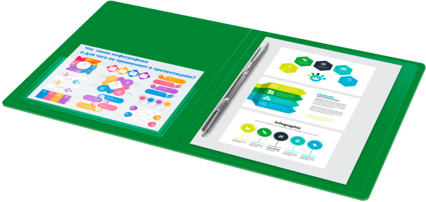 Папка метал.пруж.скоросш. Бюрократ -PZ07PGREEN A4 пластик 0.7мм внут.и торц.карм зеленый