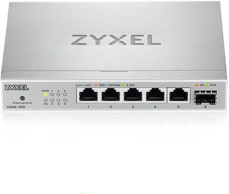 Коммутатор Zyxel XMG-105-ZZ0101F (L2) 5x2.5Гбит/с 1SFP+ неуправляемый