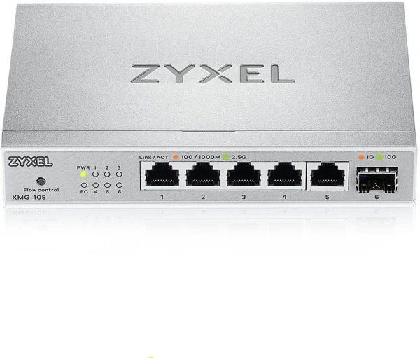 Коммутатор Zyxel XMG-105-ZZ0101F (L2) 5x2.5Гбит/с 1SFP+ неуправляемый