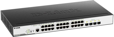 Коммутатор D-Link DGS-3000-28LP/B1A 24G 4SFP 24PoE 193W управляемый