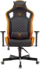 Кресло игровое Knight Outrider черный/оранжевый ромбик эко.кожа с подголов. крестов. металл