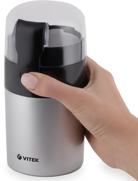 Кофемолка Vitek VT-1540 SR 120Вт сист.помол.:ротац.нож вместим.:40гр серебристый