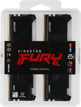 Память DDR4 2x32GB 3200MHz Kingston KF432C16BB2AK2/64 Fury Beast RGB RTL Gaming PC4-25600 CL16 DIMM