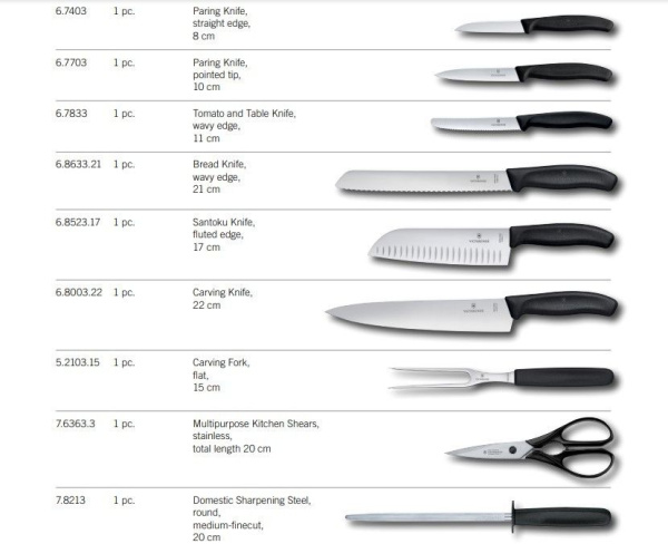 Набор ножей кухон. Victorinox Swiss Classic (6.7193.9) компл.:8шт scissors дерево/черный