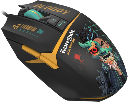 Мышь A4Tech Bloody W63 Max Renegade черный/рисунок оптическая (120000dpi) USB