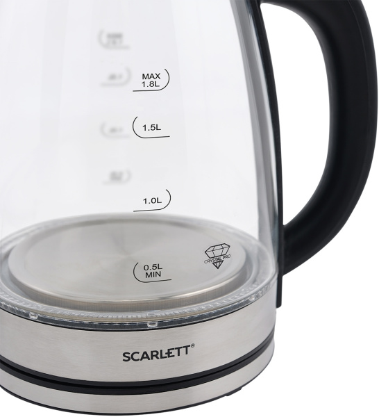 Чайник Scarlett SC-EK27G30 1.8л. 1800Вт сталь/черный (стекло/пластик)