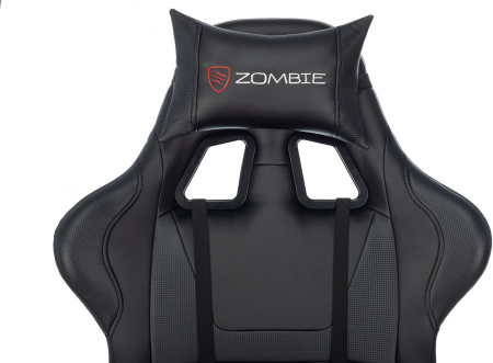 Кресло игровое Zombie Game Penta черный эко.кожа с подголов. крестов. пластик