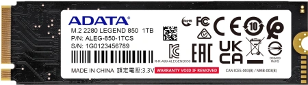 Накопитель SSD A-Data PCIe 4.0 x4 1TB ALEG-850-1TCS Legend 850 M.2 2280