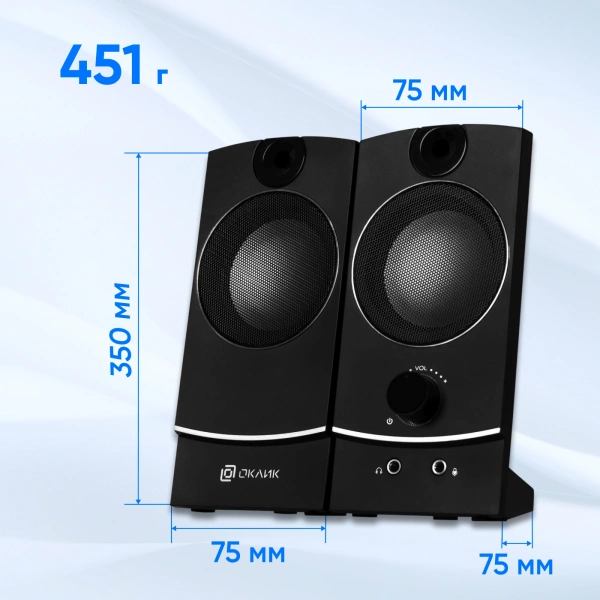 Колонки Оклик OK-118 2.0 черный 4Вт