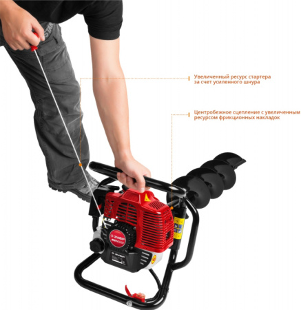 Мотобур Зубр МБ1-200 профес. 2-х такт. 1800Вт 2.45л.с. 52см3 8800об/мин