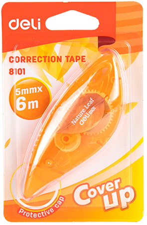Лента коррект. Deli E8101 6мх5мм ассорти корпус белый блистер
