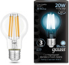 Лампа светодиодная Gauss Filament 102902220 20Вт цок.:E27 груша 220B 4100K св.свеч.бел.нейт. (упак.:1шт)