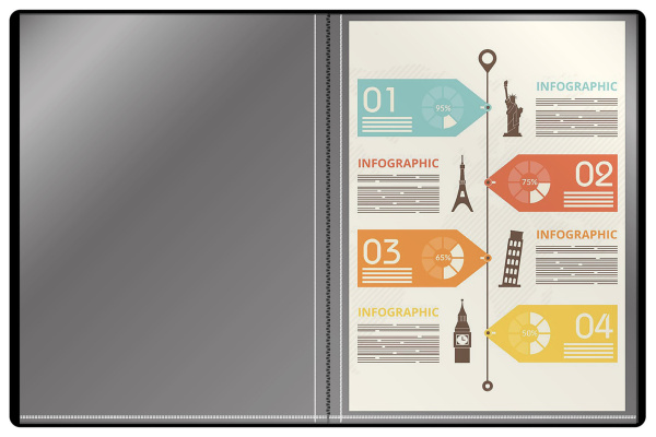 Папка с 10 прозр.вклад. Buro -ECB10BLACK A4 пластик 0.5мм черный