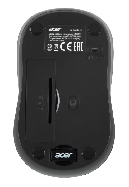 Мышь Acer OMR133 черный оптическая (1000dpi) беспроводная USB для ноутбука (2but)