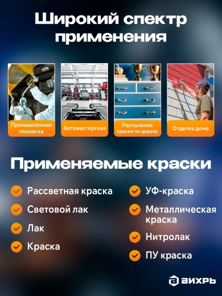 Краскораспылитель Вихрь ПК-1 225л/мин соп.:1.5мм бак:0.5л оранжевый