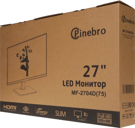 Монитор Pinebro 27" MF-2704D черный IPS LED 5ms 16:9 HDMI M/M матовая 250cd 178гр/178гр 1920x1080 75Hz VGA DP FHD 3.7кг