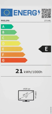 Монитор Philips 27" 271V8L черный VA LED 16:9 HDMI матовая 250cd 178гр/178гр 1920x1080 75Hz VGA FHD 3.94кг