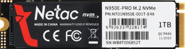 Накопитель SSD Netac PCI-E 3.0 x4 1Tb NT01N950E-001T-E4X N950E Pro M.2 2280
