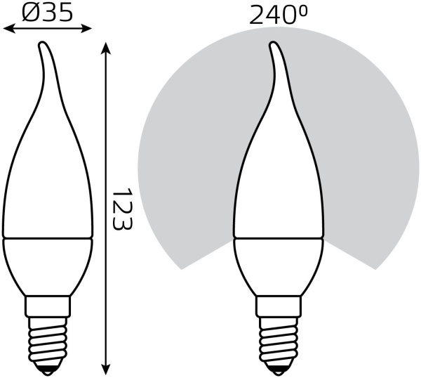 Лампа светодиодная Gauss Elementary 6Вт цок.:E14 свеча 220B 4100K св.свеч.бел.нейт. (упак.:10шт) (34126)
