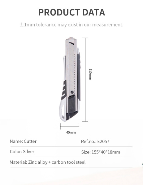 Нож канцелярский Deli E2057 шир.лез.18мм сталь серый/черный блистер