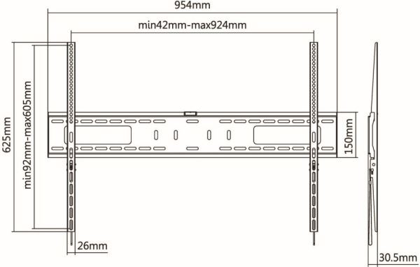 Кронштейн для телевизора Ultramounts UM815F черный 60"-100" макс.75кг настенный фиксированный