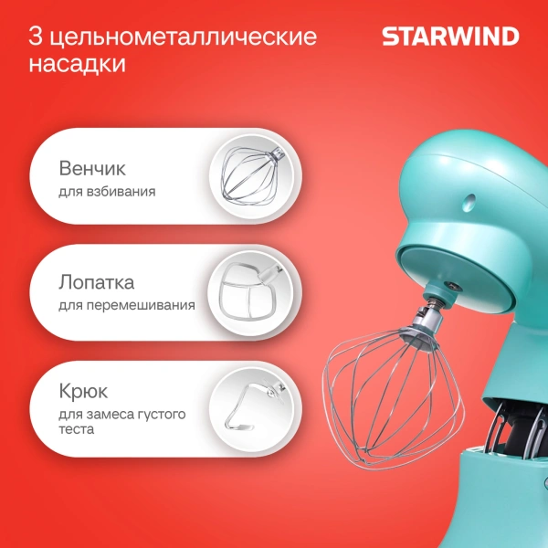 Миксер планетарный Starwind SPM7169 1900Вт бирюзовый