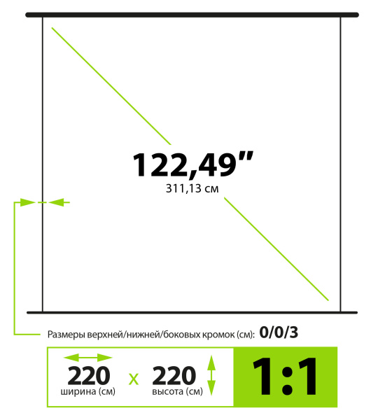Экран Cactus 220x220см WallExpert CS-PSWE-220x220-WT 1:1 настенно-потолочный рулонный