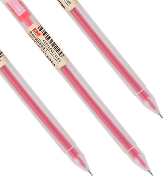 Ручка гелев. Deli A119-RD прозрачный красн. черн. линия 0.5мм