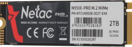 Накопитель SSD Netac PCI-E 3.0 x4 2Tb NT01N950E-002T-E4X N950E Pro M.2 2280