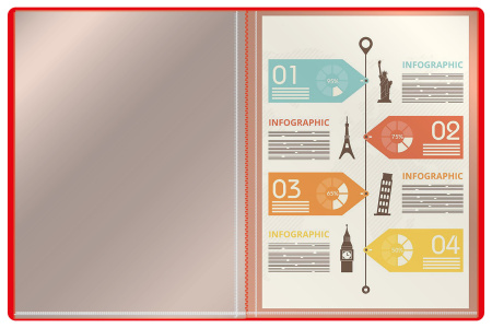 Папка с 30 прозр.вклад. Buro -ECB30RED A4 пластик 0.5мм красный