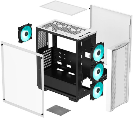Корпус Deepcool CC560 V2 белый без БП ATX 8x120mm 5x140mm 1xUSB2.0 audio bott PSU