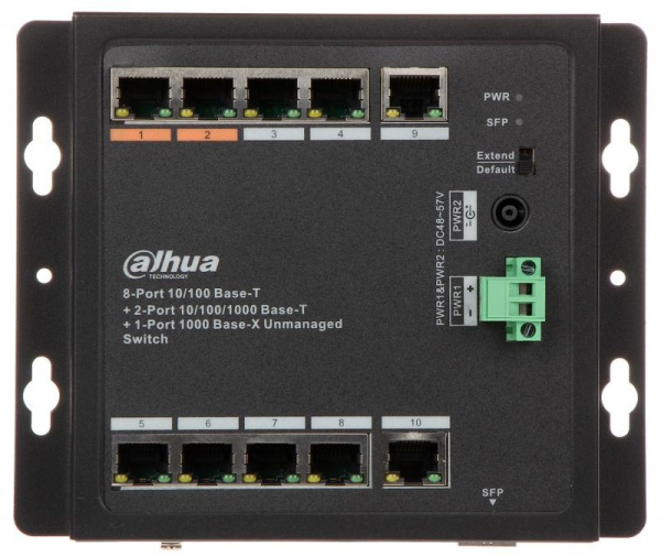 Коммутатор Dahua DH-PFS3111-8ET-96-F 10G 6PoE+ 96W неуправляемый