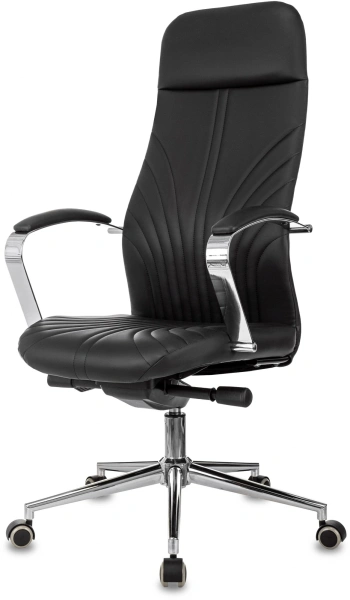 Кресло руководителя Бюрократ CH-610SL-Lux черный эко.кожа крестов. металл хром
