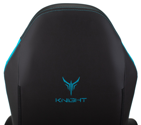 Кресло игровое Knight Neon черный/голубой соты эко.кожа с подголов. крестов. металл