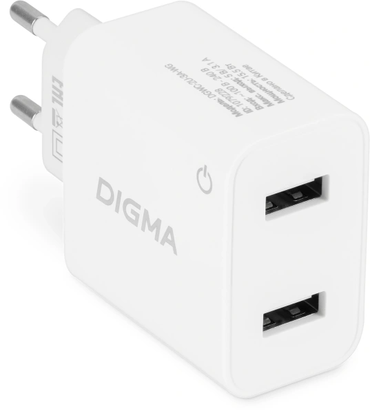 Сетевое зар./устр. Digma DGWC-2U-3A-WG 15W 2.1A+1A 2xUSB универсальное белый