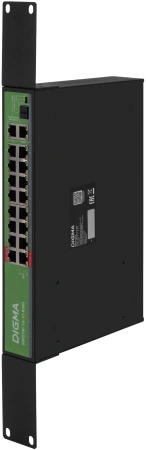 Коммутатор Digma DSP216F-1G-1C-R300 16x100Мбит/с 1x1Гбит/с 1xКомбо(1000BASE-T/SFP) 16PoE 16PoE+ 2PoE
