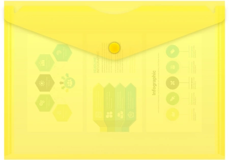 Конверт на кнопке Бюрократ -PK804A5YEL A5 пластик 0.18мм желтый