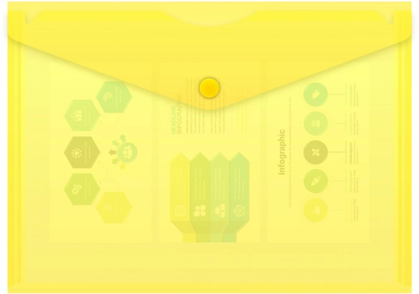 Конверт на кнопке Бюрократ -PK804A5YEL A5 пластик 0.18мм желтый