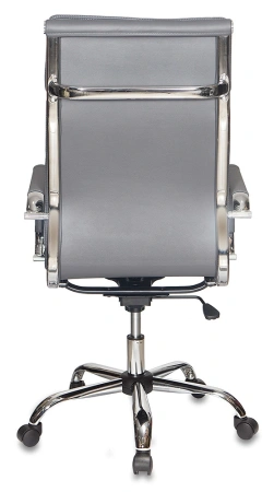 Кресло руководителя Бюрократ CH-993 серый эко.кожа крестов. металл хром
