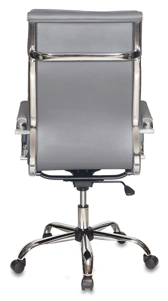 Кресло руководителя Бюрократ CH-993 серый эко.кожа крестов. металл хром
