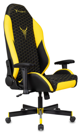 Кресло игровое Knight Neon черный/желтый соты эко.кожа с подголов. крестов. металл