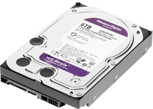 Жесткий диск WD SATA-III 6TB WD64PURZ Surveillance Purple (5400rpm) 256Mb 3.5"