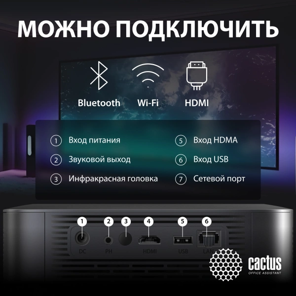 Проектор Cactus CS-E2.SG DLP 3500Lm LS 350Lm ANSI (1920x1080) 200000:1 ресурс лампы:20000часов 1xUSB typeA 1xHDMI 4.2кг